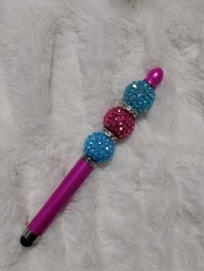 Beaded Pink and Blue Sparkle Stylus Pen